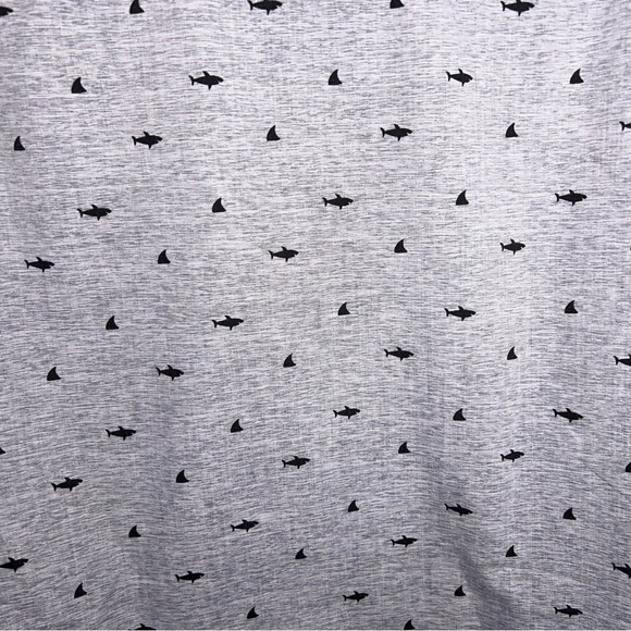 Medium Molokai Light Grey Shark Print Button Up Short Sleeve Shirt Surf Style - Picture 8 of 15